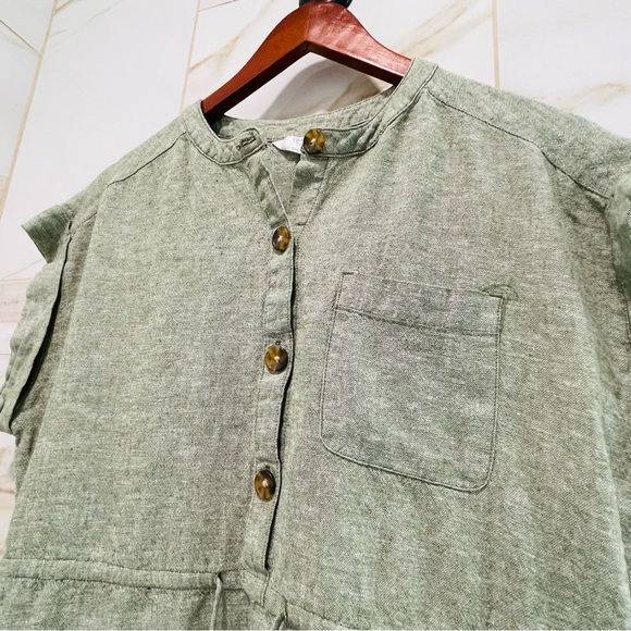 Time and Tru Gray Linen Button-Front Dress | Women’s Medium - Picture 8 of 13